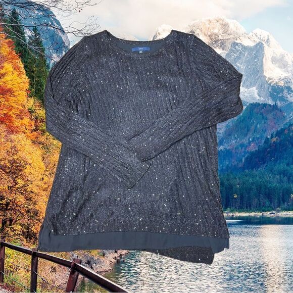 Apt.9 Fully lined navy blue sparkly sweater - Picture 2 of 6